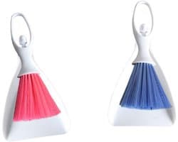 Mini Bezem Stoffer Set - Bureau Reinigingsset - Kleine Ruimtes Schoonmaken - Met Ophanggat - 25x12cm - Blauw