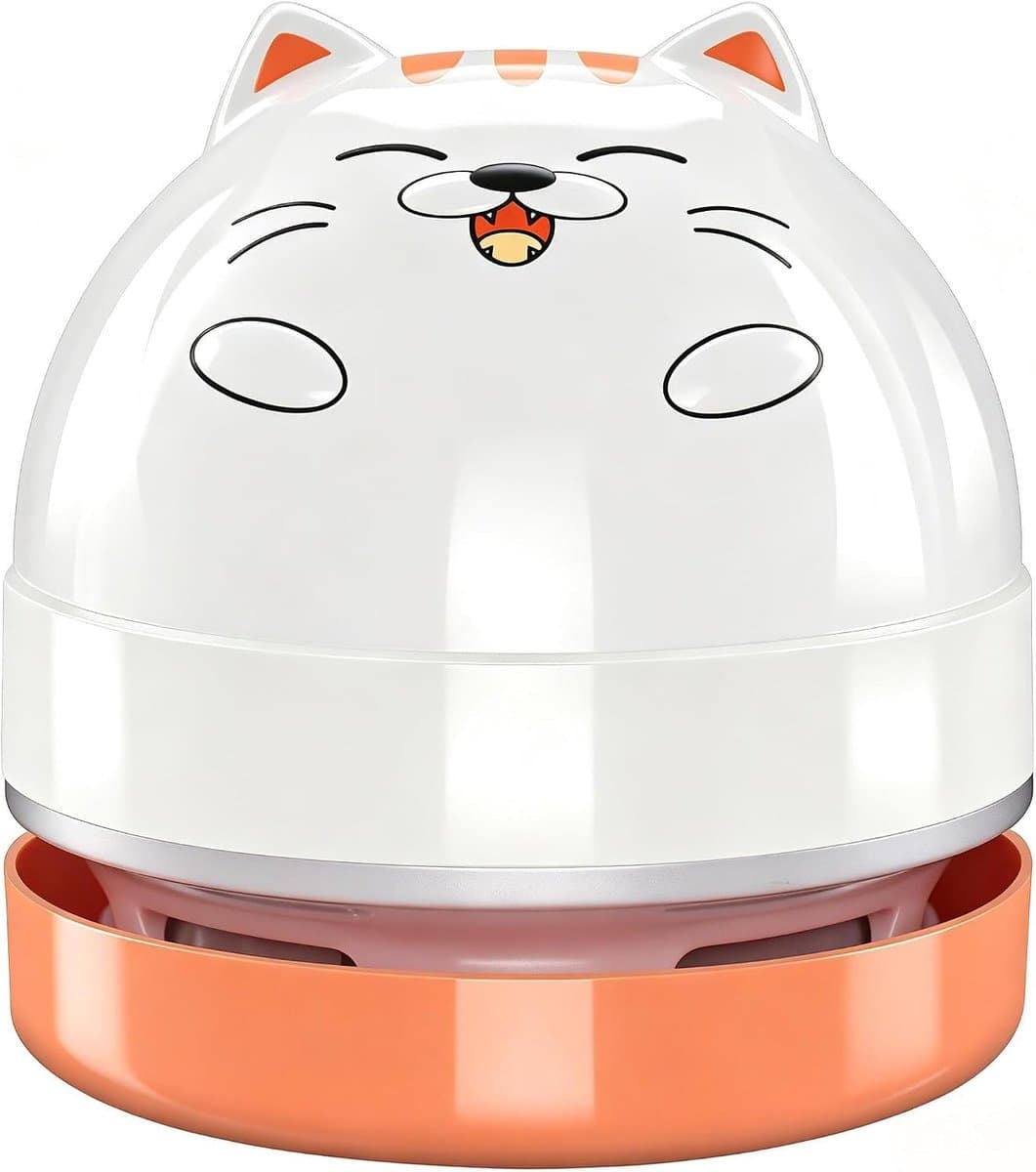Draagbare USB mini bureaustofzuiger met schattig cartoon ontwerp, geschikt voor het opruimen van gumresten, stof en kruimels op bureau, computer, toetsenbord en in de auto — afbeelding 1