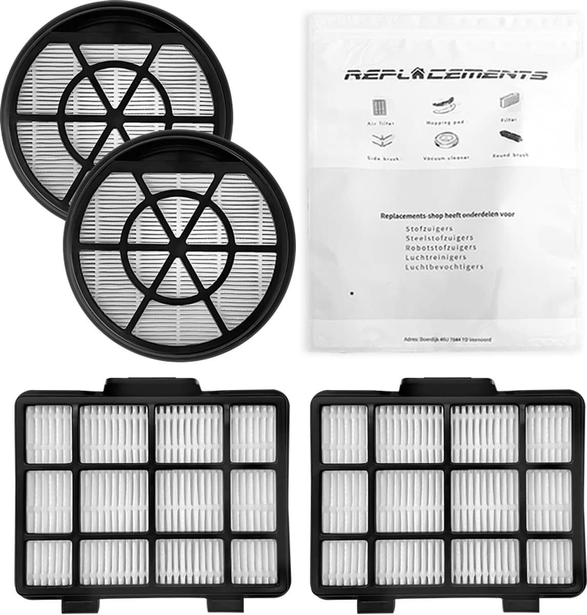 Replacements Filterset geschikt voor Bosch Serie 2 – 6-delig (2x Schuimfilter, 2x Motorfilter, 2x HEPA filter) – vervangt BBZ152EF, 12025213, 17001740 — afbeelding 1