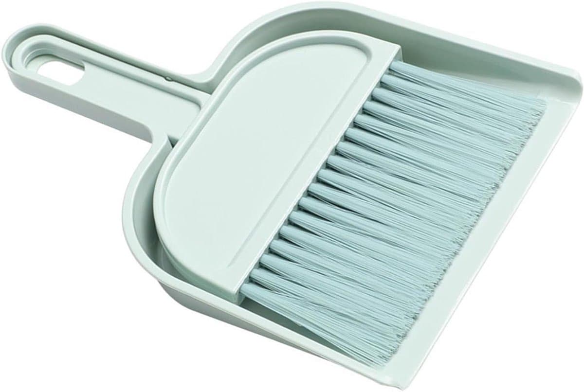 Desktopbezem en Stoffer - Mini schoonmaakset - Snel opruimen - Krasvrije borstelharen - 20.5 x 14.5 cm - Blauw — afbeelding 1