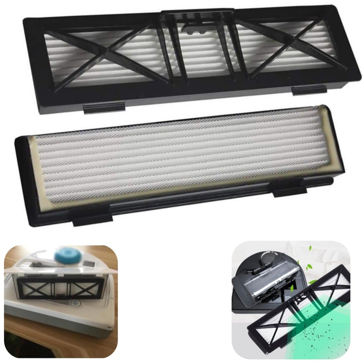 2 stuks Filters - Stofzuigerfilter - Filter voor robotstofzuiger - Stofzuigeraccessoires - Vervangingsfilters - Compatibel met Neato D75 80 85 en de gehele Botvac-serie robotstofzuigers (Wit - 20*6 cm) — afbeelding 1