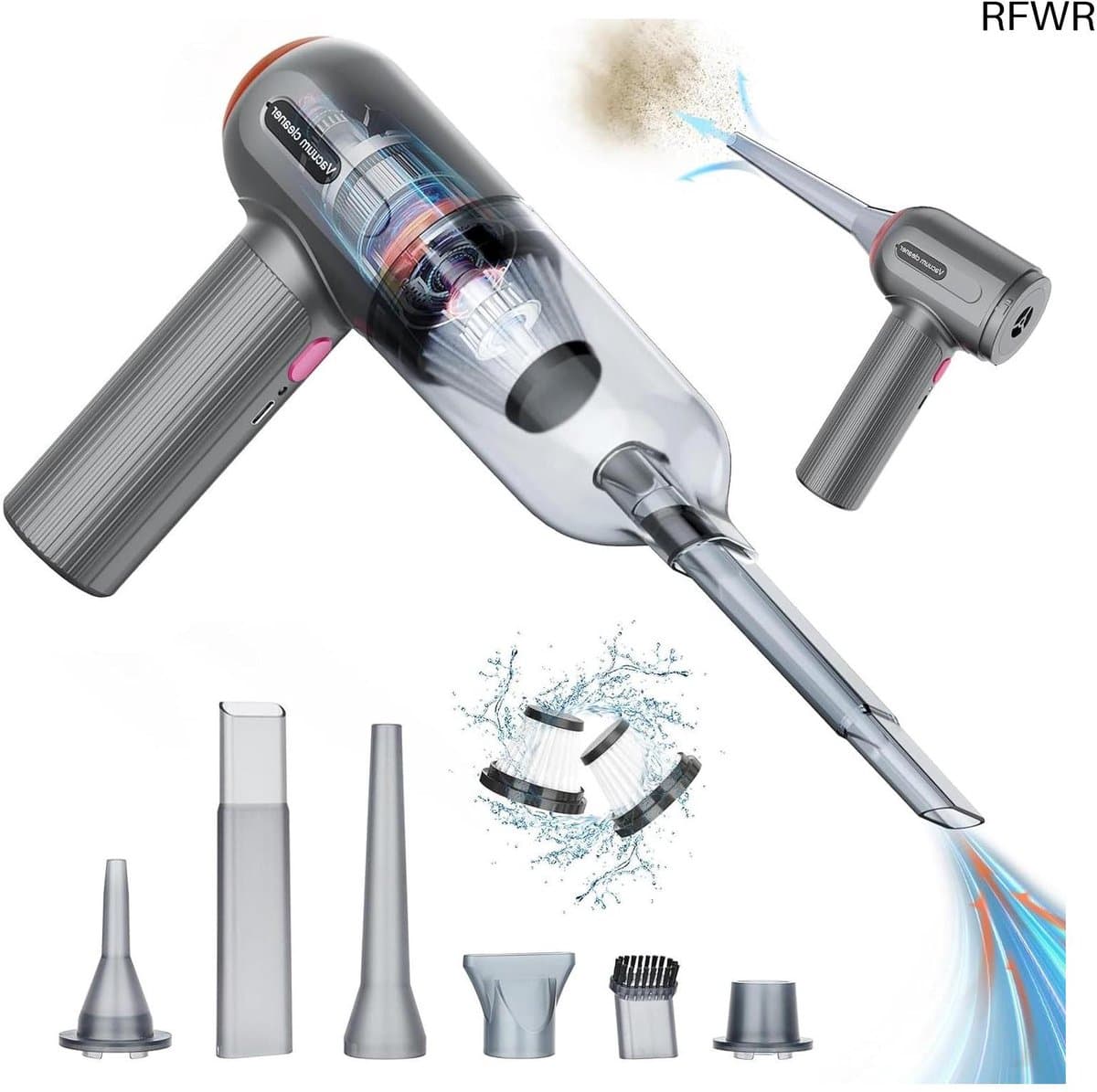 Handstofzuiger - Draagbare Stofzuiger - Auto en Thuis - 9000 PA Zuigkracht - 80 Watt - Grijs — afbeelding 1