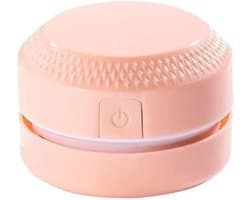 Draadloze Mini Stofzuiger - Bureau Reiniger - Tafel Schoonmaken - 360° Winddicht Ontwerp - 8.5 x 6.3cm - Roze