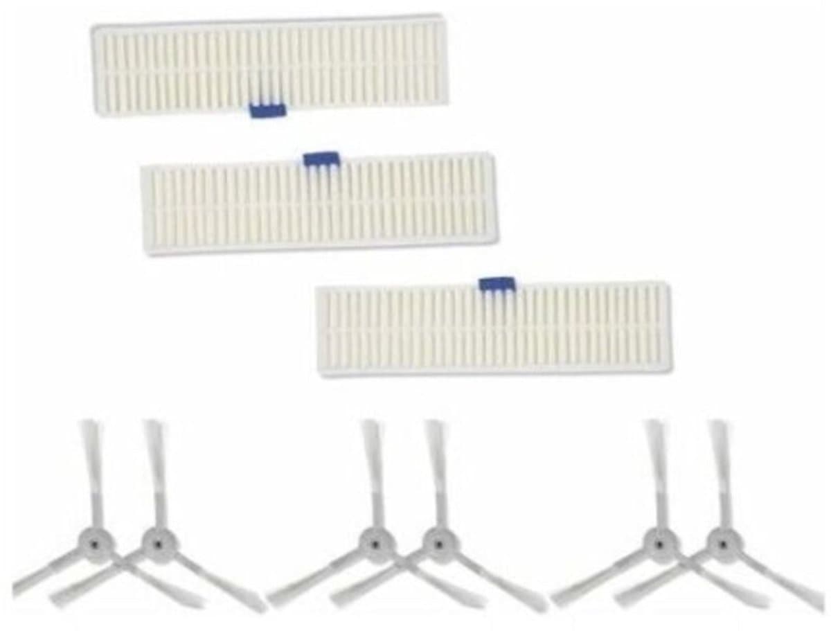 Stofzuigeraccessoire Geschikt voor Rowenta Robot Explorer Series 20, 40, 50 en 60 stofzuigers: zijborstel en HEPA-filter, 6 borstelkoppen + 3 filters. — afbeelding 1