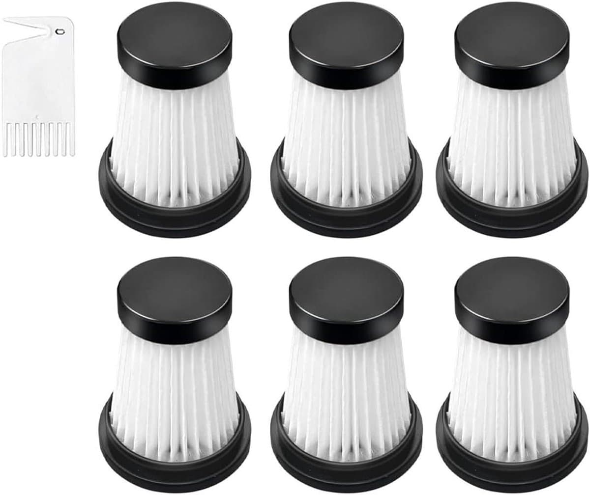 EGoods - Vervangende cartridges voor draadloze stofzuiger HEPA-filter, set van 6 - geschikt voor MOOSOO K12, K12 Pro, K13 - inclusief reinigingsborstel — afbeelding 1