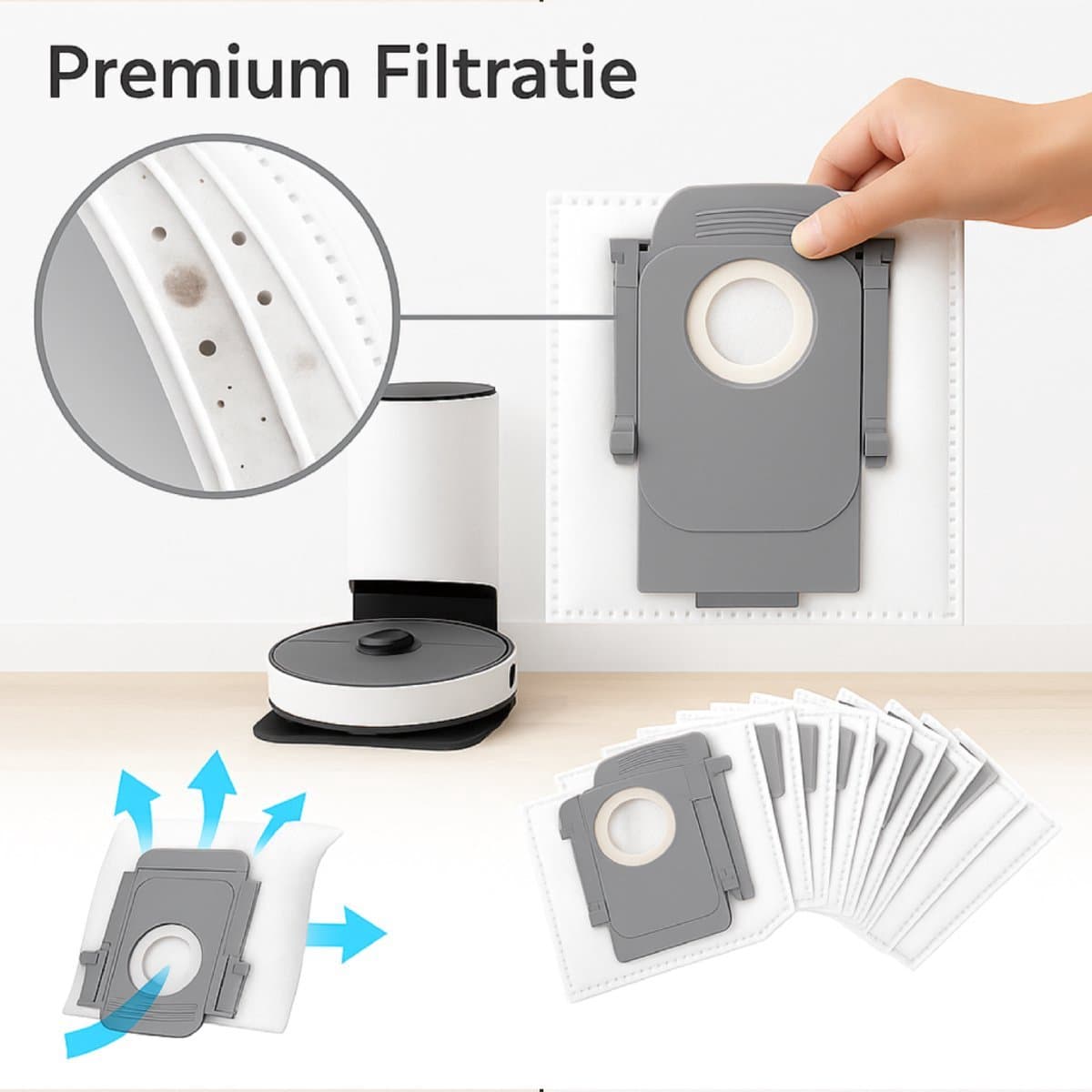 Stofzak voor stofzuigers geschikt voor Roborock Q5, Q5+, Q7, Q7+, Q7 Max, Q7 Max+, S7 MaxV Ultra, S8+ en S8 Pro Ultra - stofzakkenverzamelaar voor stofzuigers - geschikt voor Roborock T8, S7 MaxV Ultra/G10S/G10S PRO — afbeelding 1