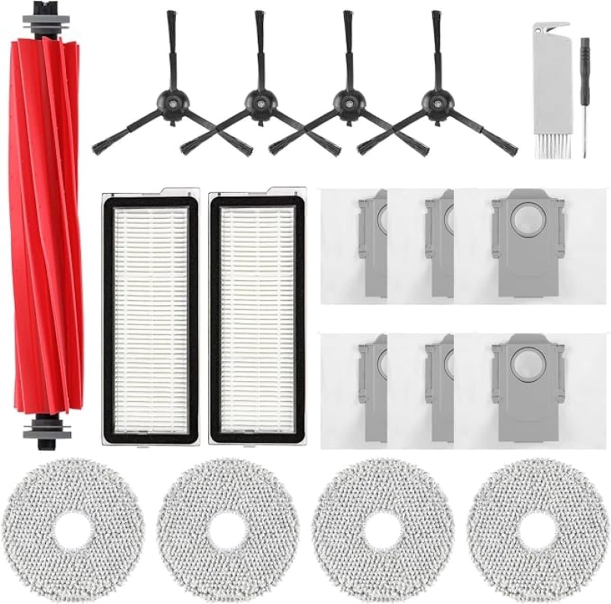 Vervangende accessoireset voor Roborock Q Revo S, Qrevo Pro en Qrevo Plus - 1 hoofdborstel, 4 zijborstels, 2 HEPA-filters, 4 reinigingsdoeken, 6 stofzakken, 1 reinigingsborstel — afbeelding 1