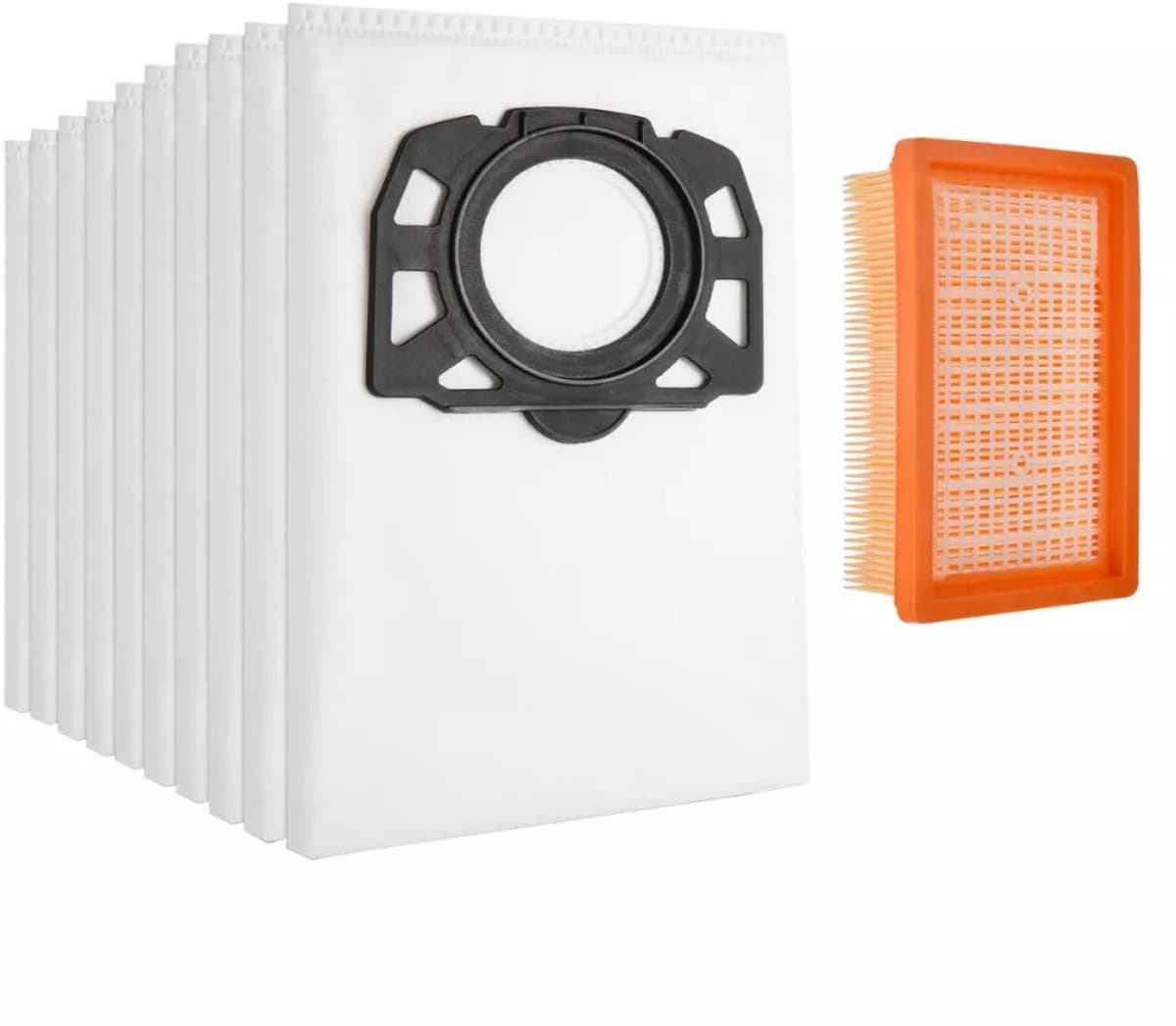Stofzuigerzakken - 10 stuks - Voor Kärcher WD4, WD5, WD6 en andere stofzuigermodellen - Plat filter - Filteraccessoires — afbeelding 1