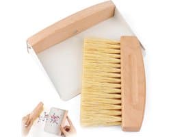 Stofpan en borstelset - Mini kruimelveger - Snelle opruimingen - Met metalen pan - Compact formaat - Wit
