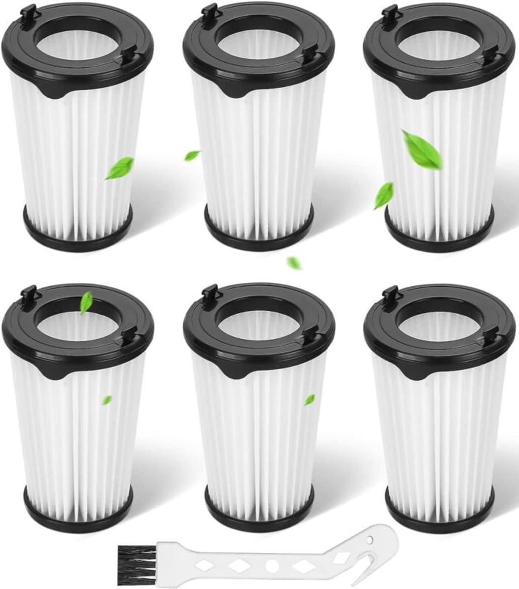 Dit is een 6-pack geschikt voor Elegante AEG CX7 CX7-2 AEF150 stofzuigerfilters, inclusief geschikt voor filters, accessoires en geschikt voor HEPA-filters geschikt voor het AEG CX7 CX7-2 QX8-1 model. Er zit ook een schoonmaakborsteltje bij. — afbeelding 1