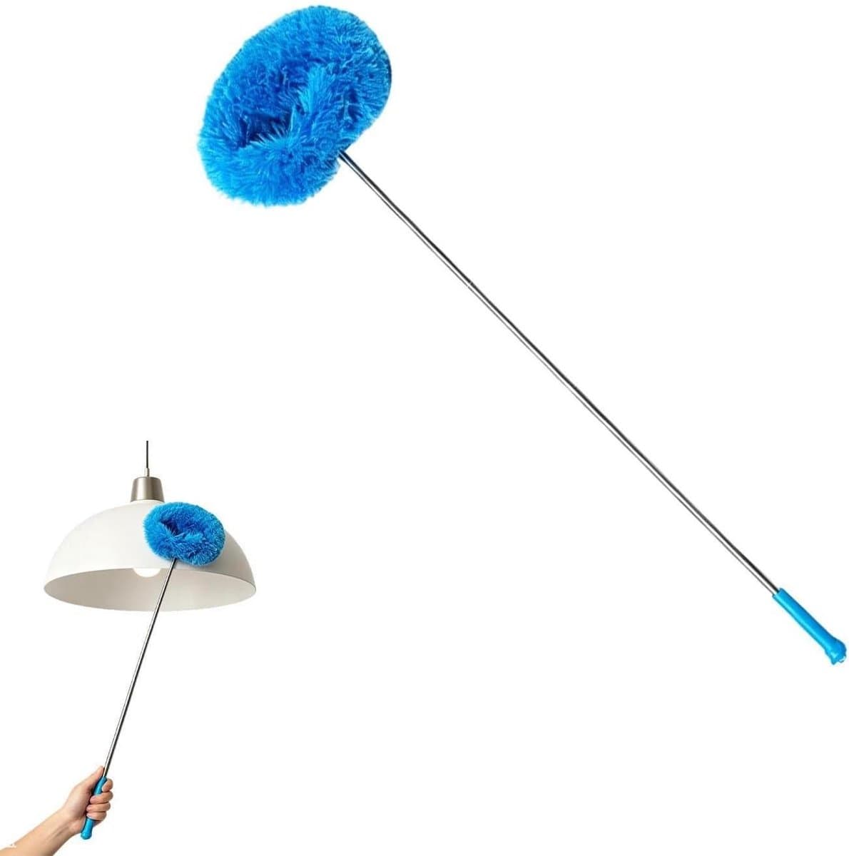 Ventilator Stoffer - Reinigingsborstel Plafond - Hoge Plekken Schoonmaken - Verlengbare Steel - 115 cm - Blauw — afbeelding 1