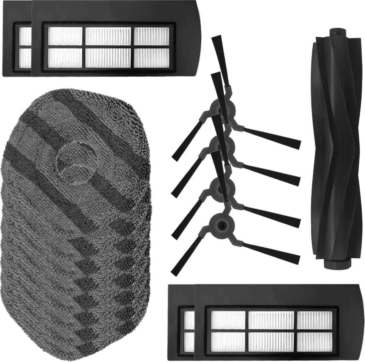 Accessoire setgeschikt voor Eufy X9 Pro: 8x Mop Pad/Dweil doek, 4x Filter, 4x Zijborstel, 1x Hoofdborstel Set — afbeelding 1