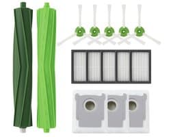 Accessoireset geschikt voor iRobot Roomba i7+ (5 filters, 5 zijborstels, 1 hoofdborstel set) + 3x stofzuigerzakken stofzak - vervanging onderdelen