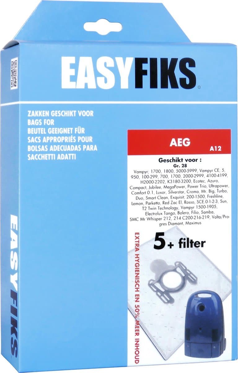 Easyfiks - Stofzuigerzakken - Geschikt voor AEG GR28, Vampyr - 8 stuks — afbeelding 1