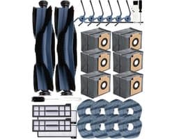 29-delige accessoireset voor Eufy X10 Pro Omni robotstofzuiger – 2 hoofdborstels, 6 zijborstels, 4 HEPA-filters, 6 stofzakken met actieve kool, 8 dweilpads, 2 reinigingsborstels en schroevendraaier