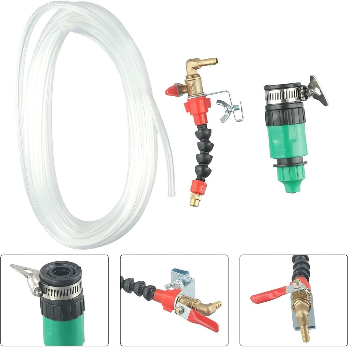 Stofafscheider Watersproei - Koelsysteem Machine - Stofvrij Zagen - Hittebestendig Plastic - 6 mm Mondstuk 5m Slang - Zwart Rood — afbeelding 1