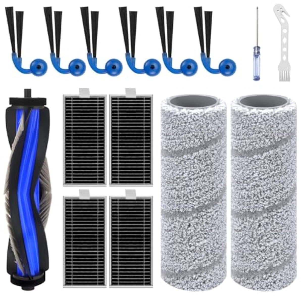 15-delige accessoireset voor Ecovacs Deebot X11 OmniCyclone/X11 Pro/X11 - 1 hoofdborstel, 2 wieltjes, 6 zijborstels, 4 HEPA-filters, 1 reinigingsborstel, 1 schroevendraaier - PromoHome — afbeelding 1