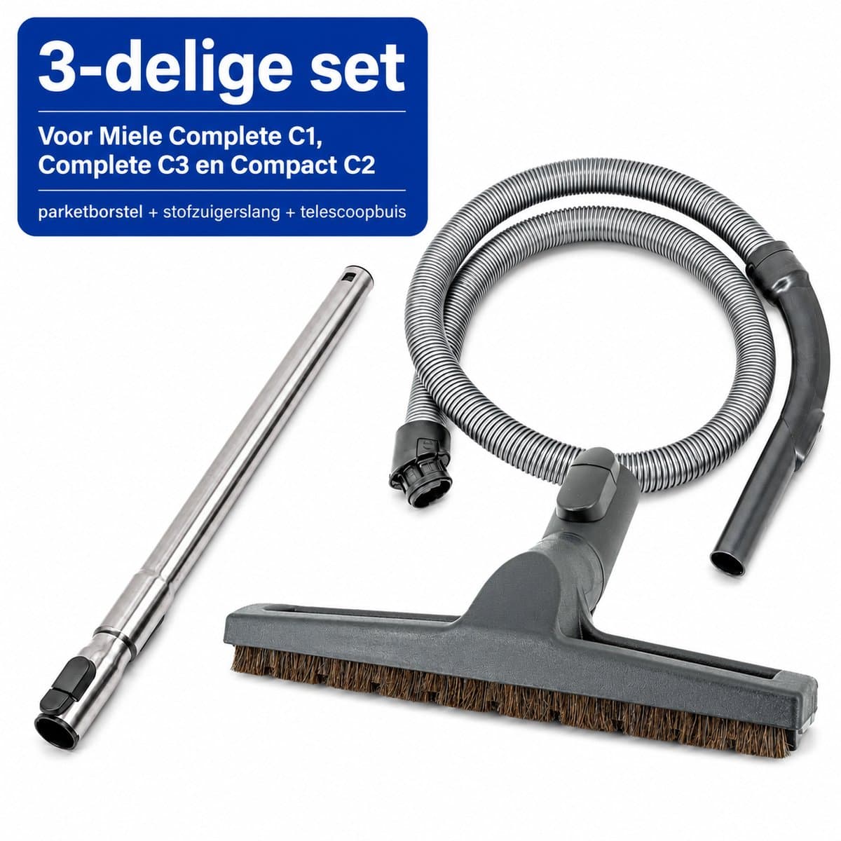 Kleanburg® Geschikt voor Miele Complete C3 - Onderdelen Set – Slang, Telescoopbuis & Parketborstel — afbeelding 1