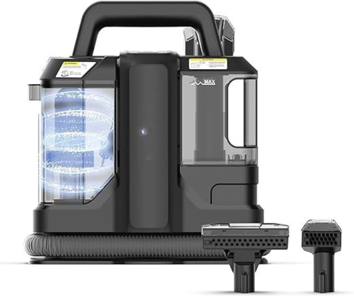 Verte Meubelreiniger - Draagbare Tapijtreiniger – 450 W - Krachtige Zuigkracht - Voor Bekleding – Vlekverwijderaar – Handmodel Vlekverwijderaar voor Banken – Tapijten – Autostoelen – Reiniging van Matrassen en Stoffen – Zwart — afbeelding 1