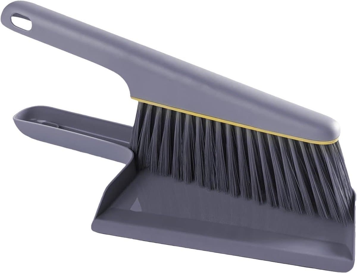 Kleine Stoffer en Blik - Handveger Kruimel - Snel Opruimen - Hoge Dichtheid Borstels - 35x12cm - Grijs — afbeelding 1