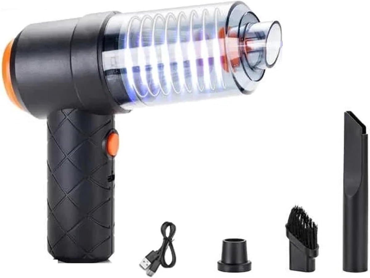 Draagbare Kruimeldief - Snoerloze Stofzuiger - Auto Interieur Reinigen - Blaas en Zuig Functie - 32 cm Lengte - Zwart — afbeelding 1
