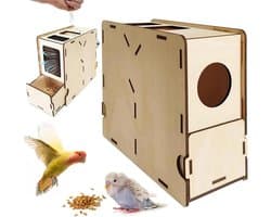 Graan Reiniger - Vogelvoer Scheider - Vogelvoer Schoonmaken - Geïntegreerde Ventilator - 22x18x9 cm - Houtkleurig