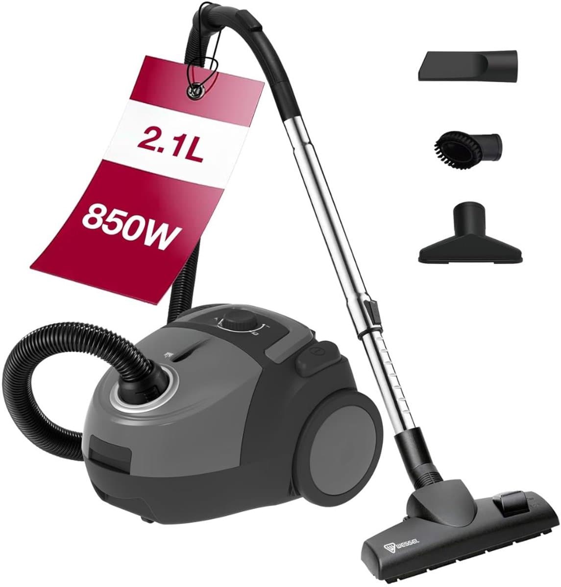 JCP® Stofzuiger Zonder Zak - Stofzuiger - Compact en Licht - Zwart/Grijs - 33cm x 25cm x 42cm — afbeelding 1
