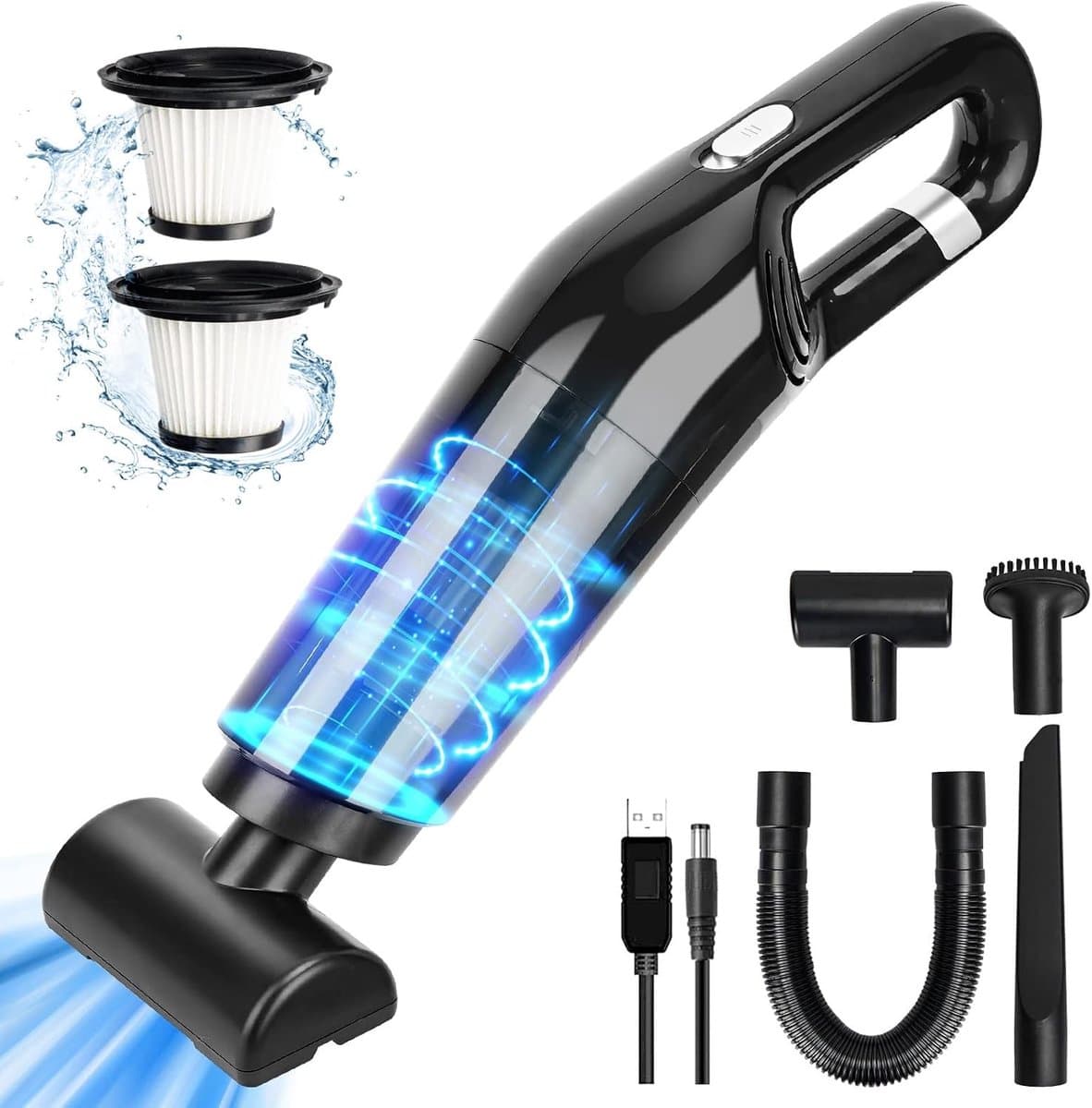 SnelShoppen - Draadloze Handstofzuiger, Oplaadbare 10.000 PA, Krachtige Handheld Stofzuiger voor Auto, Huis, Dieren, Nat en Droog, Compact en Lichtgew — afbeelding 1