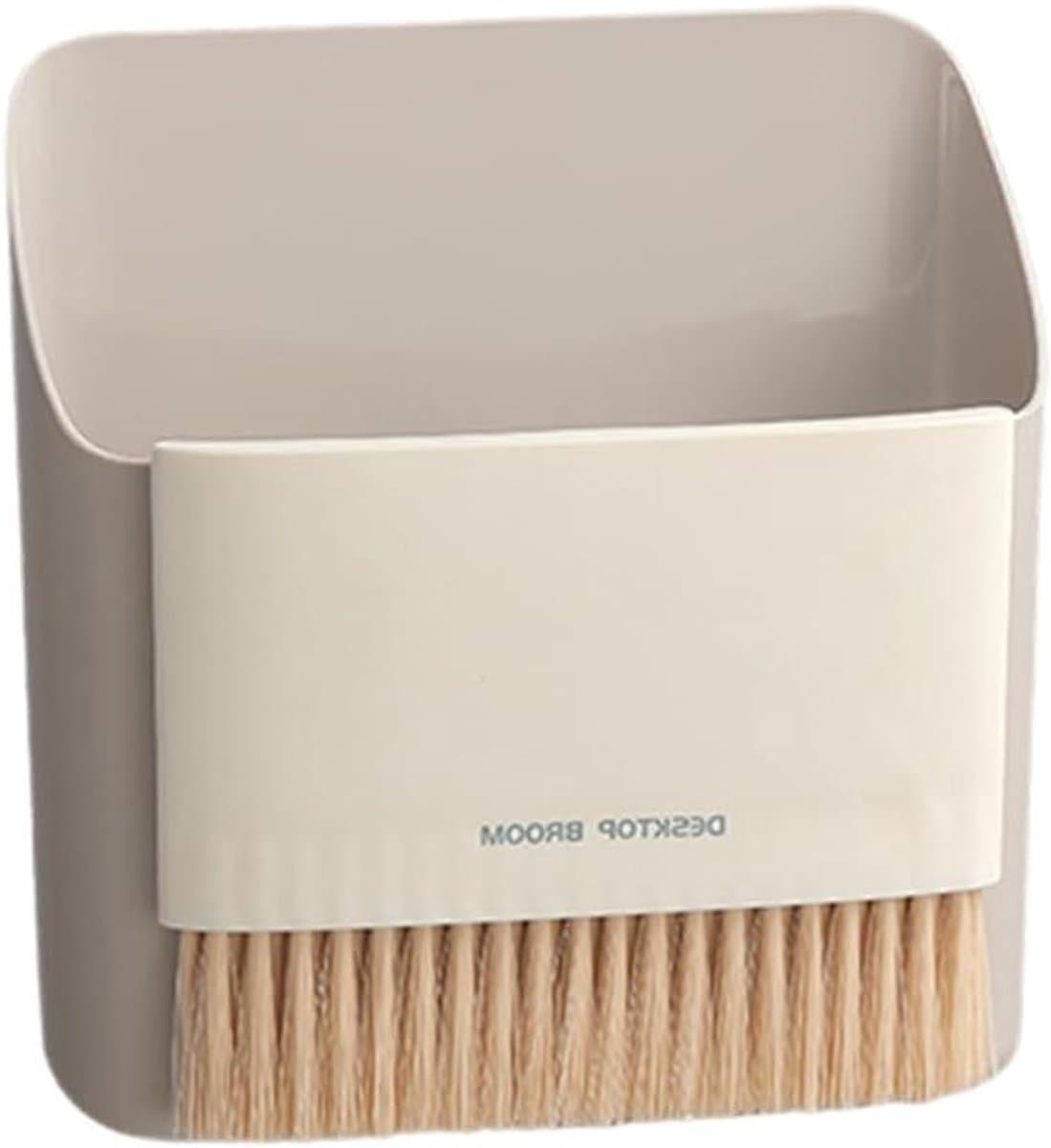 Tafelbezem en Veegschep - Kruimelset Stoffer Blik - Snelle Reiniging - Draagbaar en Compact - 16 cm - Grijs — afbeelding 1