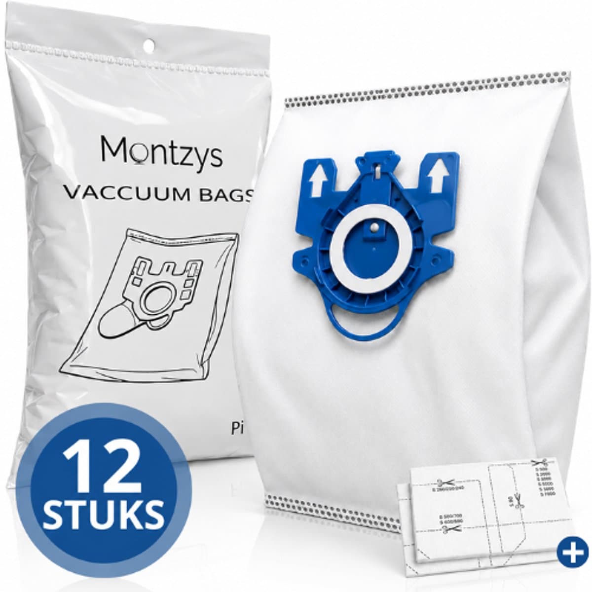 Montzys® Stofzuigerzakken Geschikt voor MIELE - 12 Stuks & 2 Filters - Geschikt voor Complete C3, C2, Classic C1, S8, S5, S2 — afbeelding 1