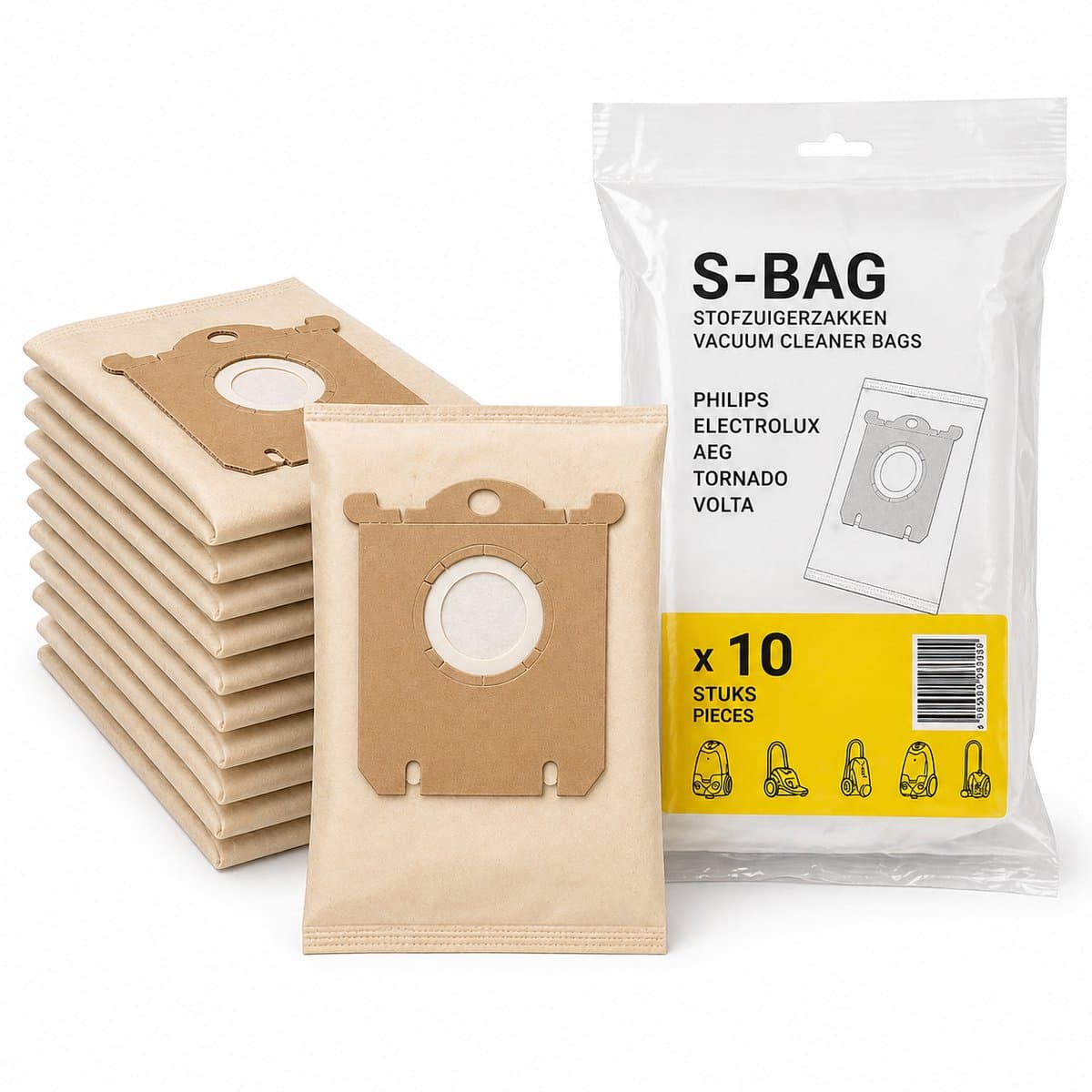 Stofzuigerzak Geschikt voor Philips, AEG en Electrolux – S-bag Type – 4 stuks — afbeelding 1