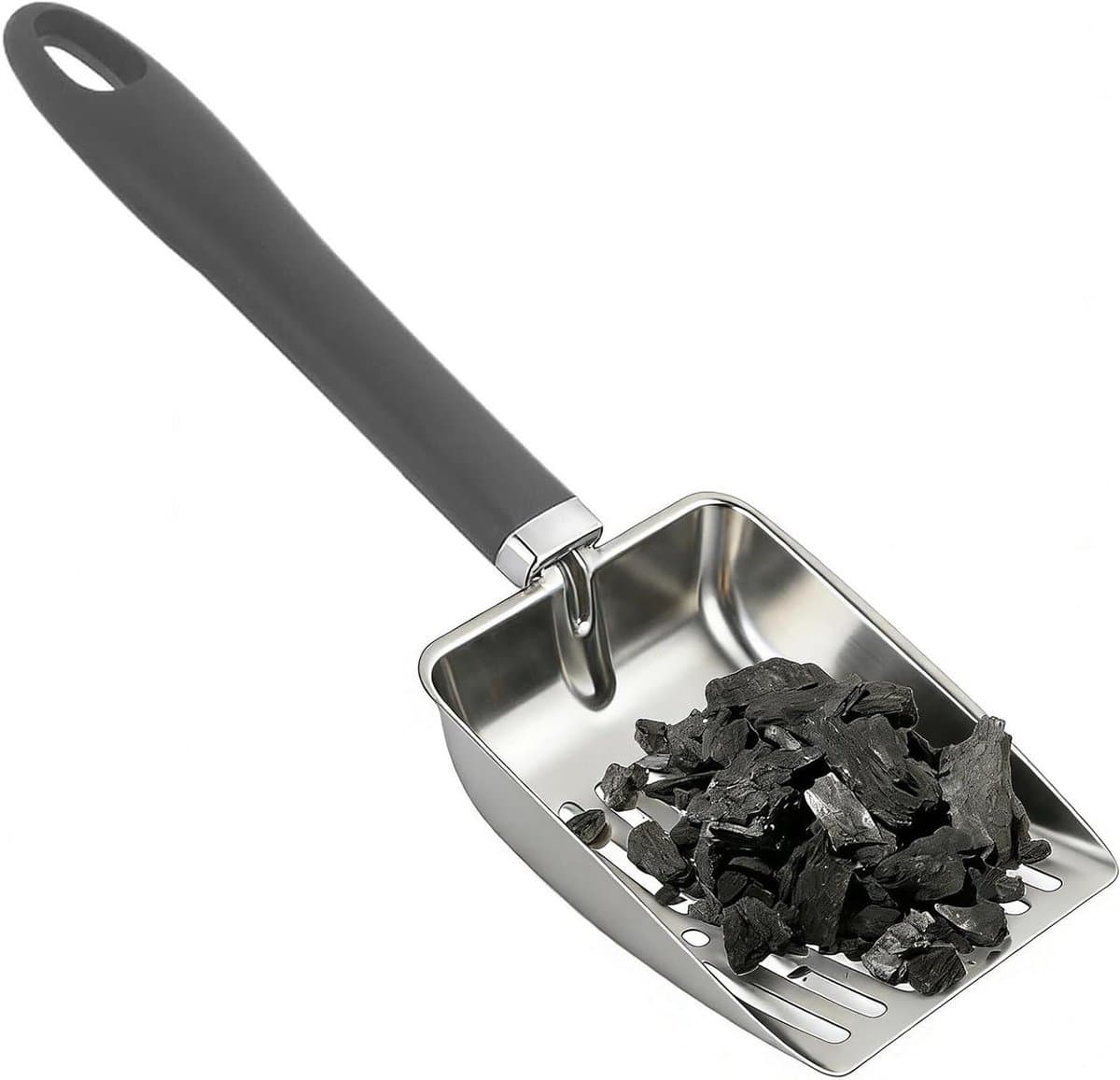 Schoorsteenschep met zeef - As schep - Haard reinigen - Hittebestendig staal - 328 cm - Zilver — afbeelding 1
