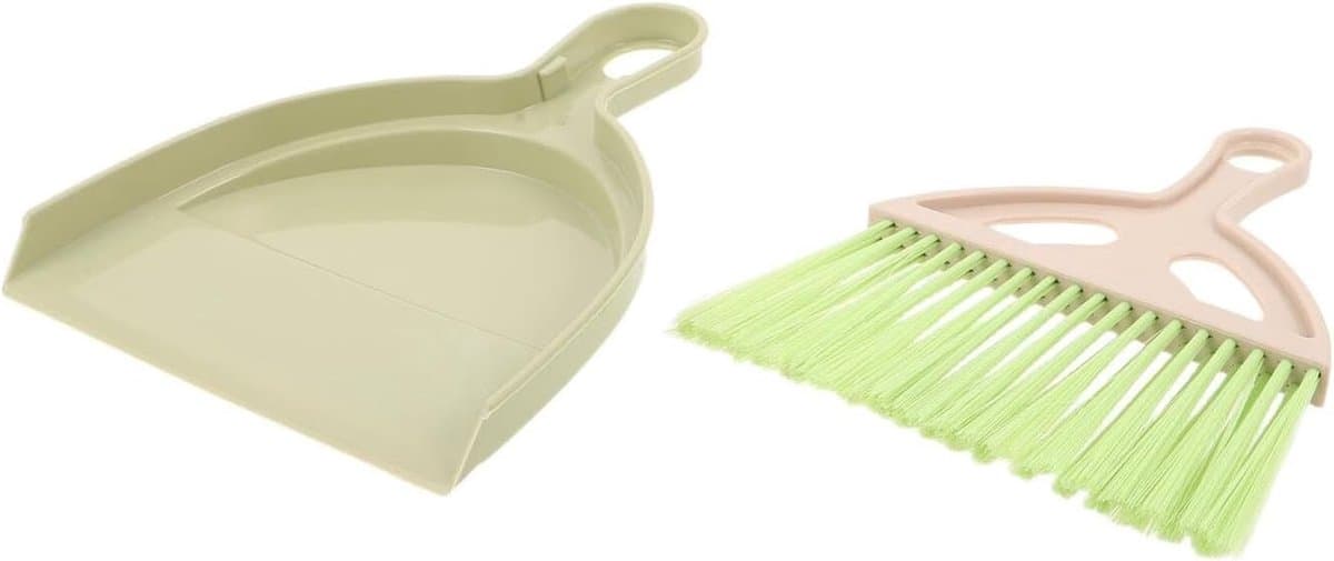 Mini Bureaureinigingsset - Handbezem Stofblik - Snelle Opruimklussen - Compact Draagbaar Ontwerp - 20.5 x 17 cm - Groen — afbeelding 1