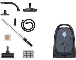 Nilfisk Bright Home Parquet Stofzuiger met Zak – 4L Capaciteit, Combi Mondstuk met LED, 2m Slang, Geschikt voor Harde Vloeren & Tapijt, 10 Jaar Motor Garantie