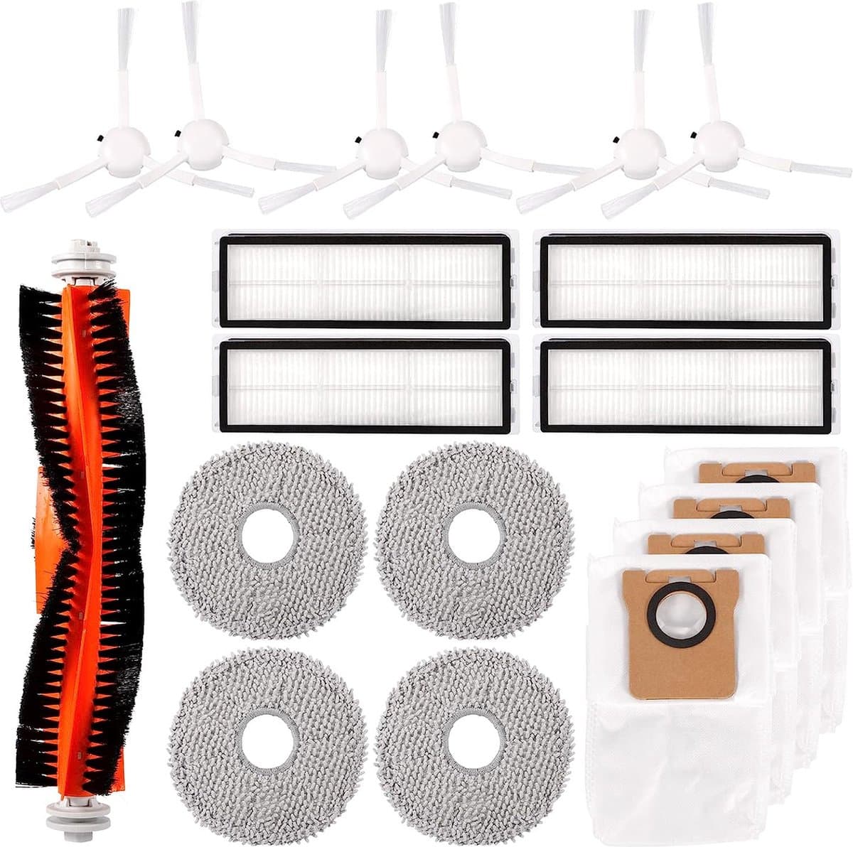 19 accessoires voor Dreame L10s Ultra-stofzuiger, 1 * hoofdborstel, 6 * zijborstels, 4 * stofzakken, 4 * filters, 4 * doekjes voor Dreame L10s Ultra-stofzuiger — afbeelding 1