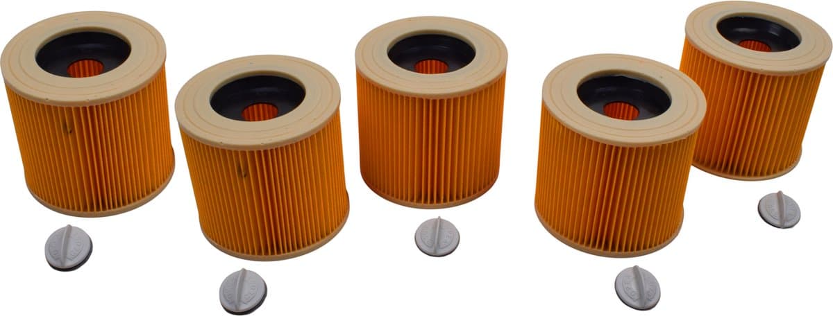 Geschikt voor KARCHER. voordeelpak 5 stuks. Luchtafvoerfilter Stofklasse L. voor WD1, WD2, WD3, MV2, MV3, 6.414-552.0, KFI3310. COVAKO Merk — afbeelding 1