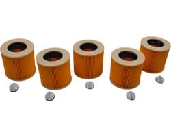 Geschikt voor KARCHER. voordeelpak 5 stuks. Luchtafvoerfilter Stofklasse L. voor WD1, WD2, WD3, MV2, MV3, 6.414-552.0, KFI3310. COVAKO Merk