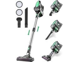 6 in 1 Steelstofzuiger – Draadloos – Stofzuiger zonder Zak op Accu – Kruimeldief Snoerloos – Best Verkocht – 25000PA – HEPA Filter – Groen