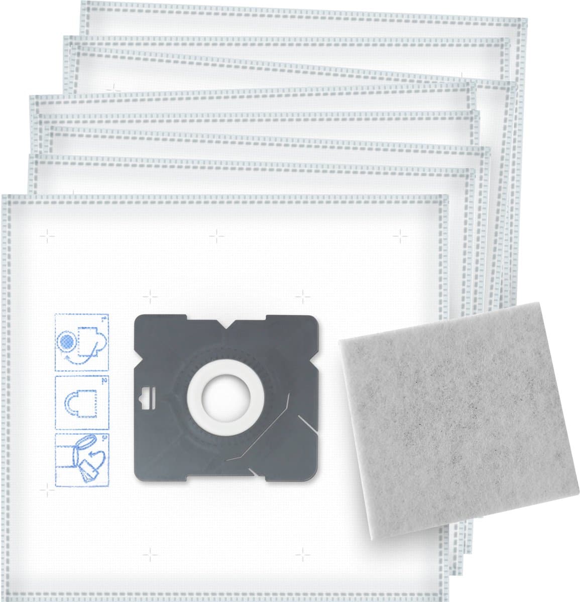 8x Dparts stofzuigerzakken geschikt voor Inventum - inclusief motorfilter - voor SZ150 SZ300 ST306RZA ST306ZZA ST306BZA ST307WZA ST307ZZA ST308WZA ST154RZA MC010 — afbeelding 1