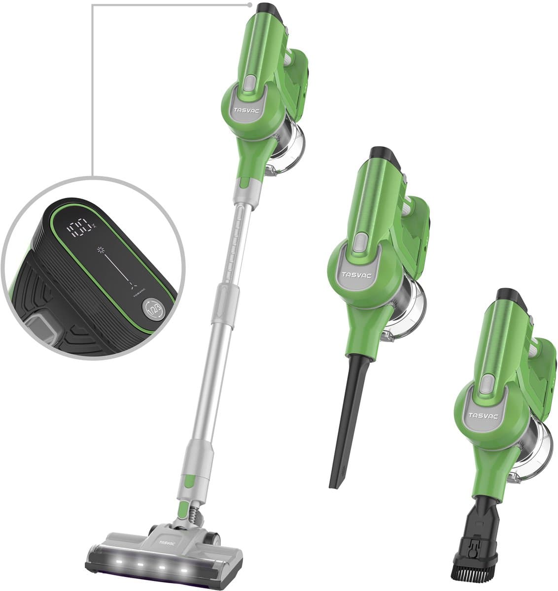 YYchan Stofzuiger - Steelstofzuiger Draadloos - Stofzuiger zonder zak - 300W - 30kPa - 4000mAh - Ultralicht - LED - Groente — afbeelding 1