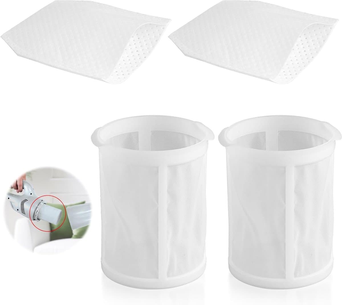 4 stuks stofzuigeraccessoires, 2 voorfilters + 2 Pre filters Geschikt voor Makita CL100/106/180 DCL180 stofzuigerfilter, voorfilterdeel 451208-3, filterdeel 443060-3 — afbeelding 1