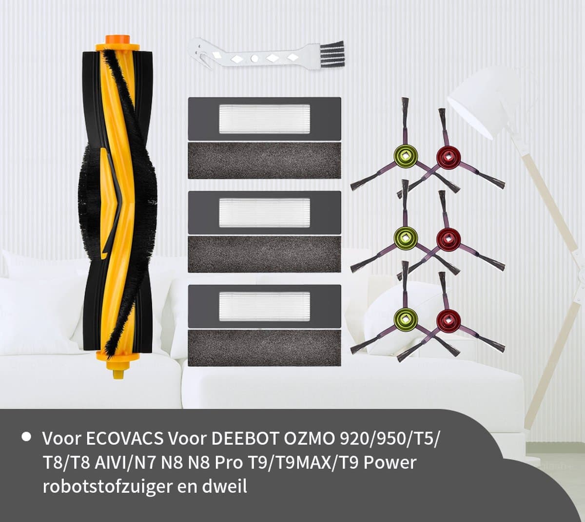 Replacements® Onderdelen set geschikt voor Ecovacs Deebot Ozmo 920 / 950 / 700 / 750 / T5 / T8 / N8 / T9 - 10-delig — afbeelding 1