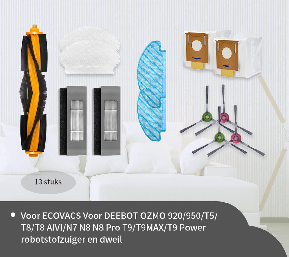 Replacements® Onderdelen geschikt voor Ecovacs Deebot Ozmo T5 - T8 - T9 - N8 - 13-delig — afbeelding 1