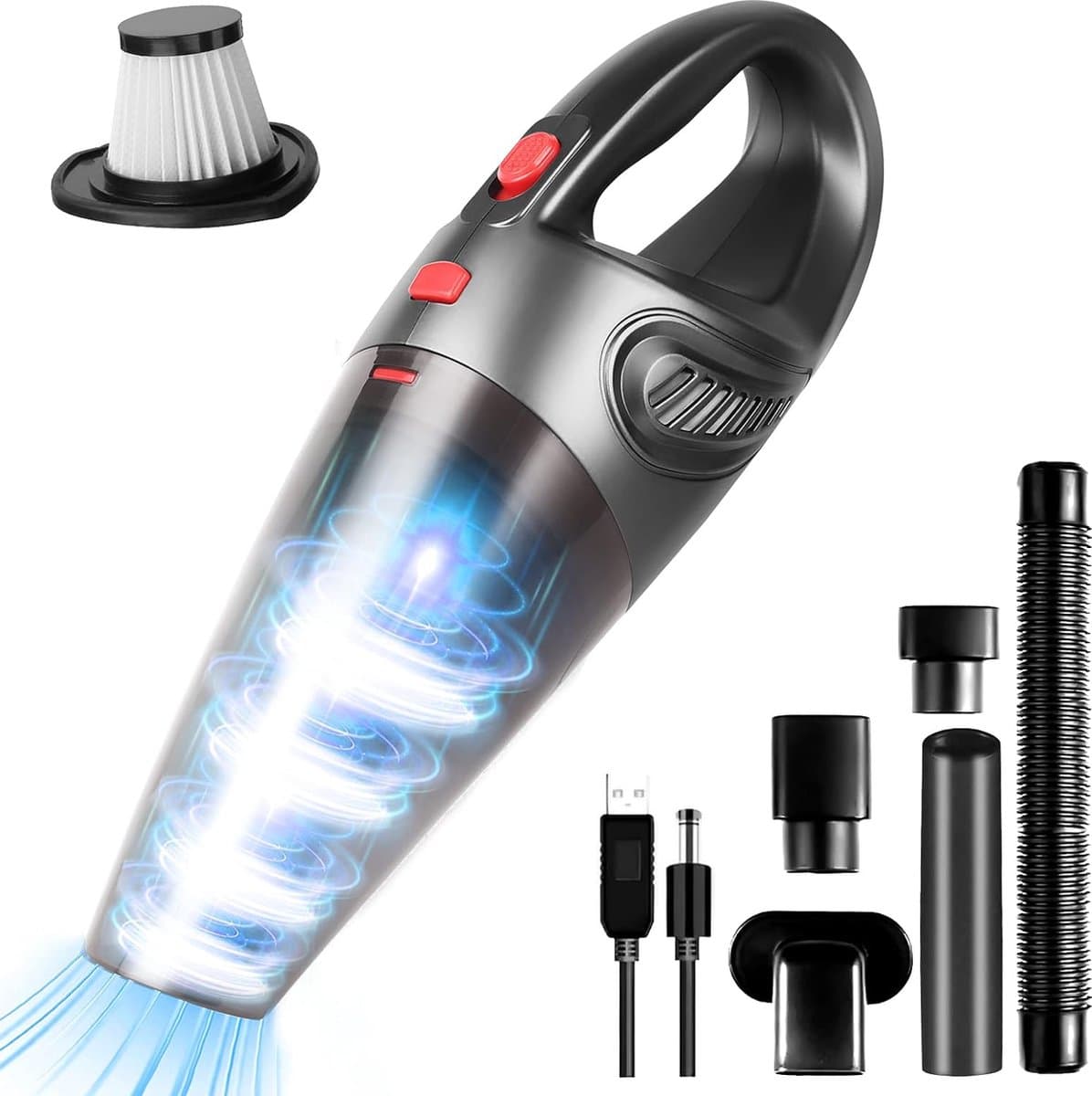 Handstofzuiger, 8500PA Krachtige Stofzuigers, 120W Auto Stofzuiger, Draagbare stofzuiger, Draadloze Stofzuiger met USB Oplaadbare, Stofzuiger Nat/Droog Voor Thuis, Kantoor, Auto — afbeelding 1