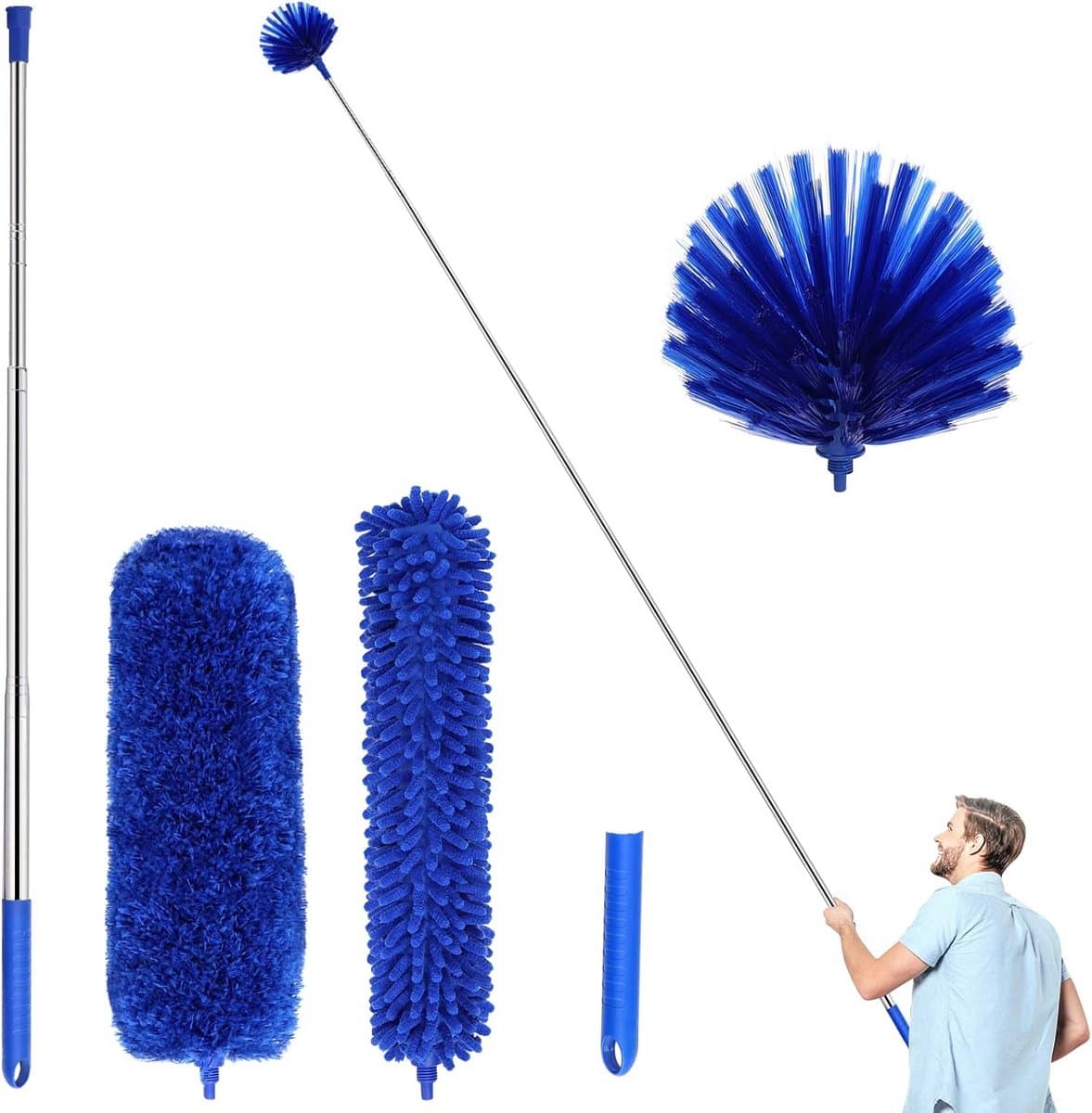 Driedelige stofafscheider met telescopische staaf 15-110 inch voor reiniging — afbeelding 1
