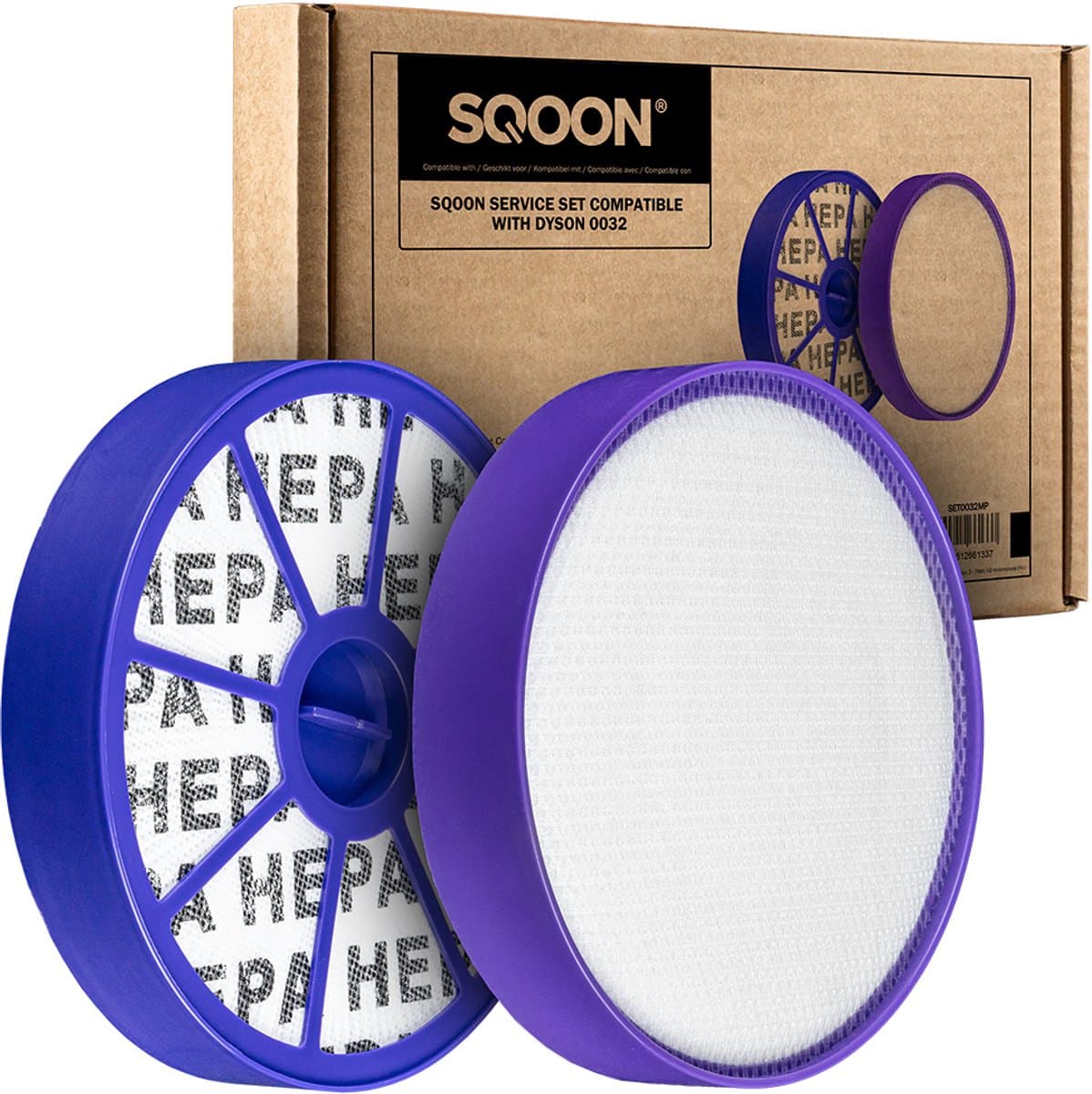 SQOON® Filterset geschikt voor Dyson DC19, DC20, DC21 en DC29 stofzuiger - Gelijk aan model: 900228-01 & 917819-01 - HEPA- en motorfilter voor optimale luchtfiltratie — afbeelding 1