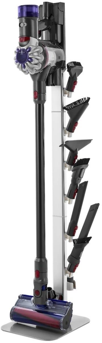 Steelstofzuiger Standaard - Vloerstandaard - 126 cm Hoog - 6 Haken - Antislip Voetjes - Compatibel met G5/V15/V12/V11/V10/V8/V7/V6 - Zilver — afbeelding 1