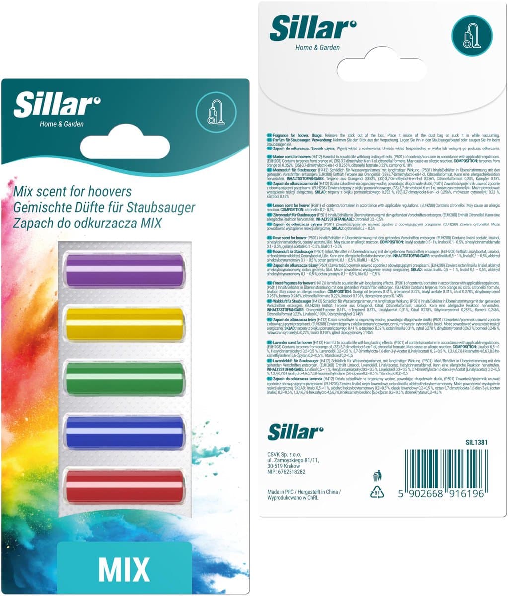 Silar geurstaafjes voor stofzuiger - stofzuigerverfrisser - geur voor in de stofzuiger - mix van geuren - 5 stuks — afbeelding 1