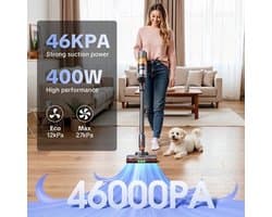 Steelstofzuiger – Draadloze Stofzuiger – Zakloze Kruimeldief – Snoerloze Zuiger – Lichtgewicht Zuigapparaat – 46KPa Zuigkracht – 60 Min Batterijduur
