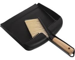 Mini Stoffer Set - Compacte Schoonmaakset - Bureau Opruimen - Bamboe Handgreep - 32.5 cm - Zwart